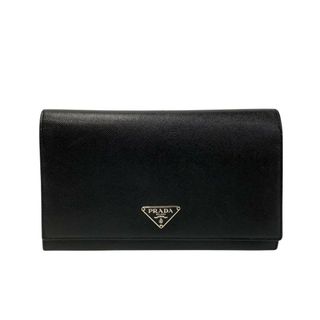 プラダ(PRADA)の未使用保管品 PRADA プラダ 三角ロゴ 金具 サフィアーノ レザー 本革 二つ折り 長財布 ウォレット カードケース コインケース 黒 76432(財布)