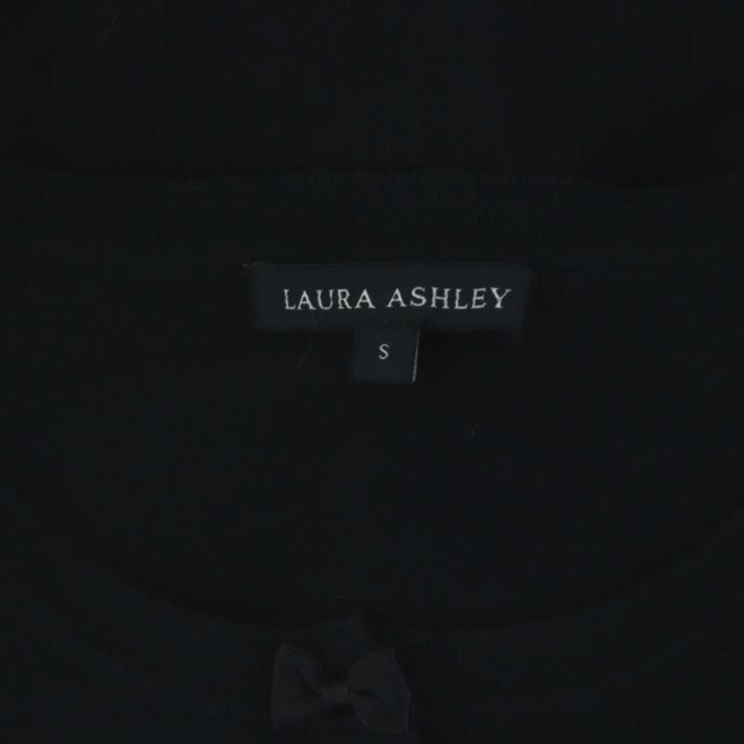 LAURA ASHLEY(ローラアシュレイ)のローラアシュレイ カーディガン 七分袖 フロントボタン リボン コットン S 黒 レディースのトップス(カーディガン)の商品写真