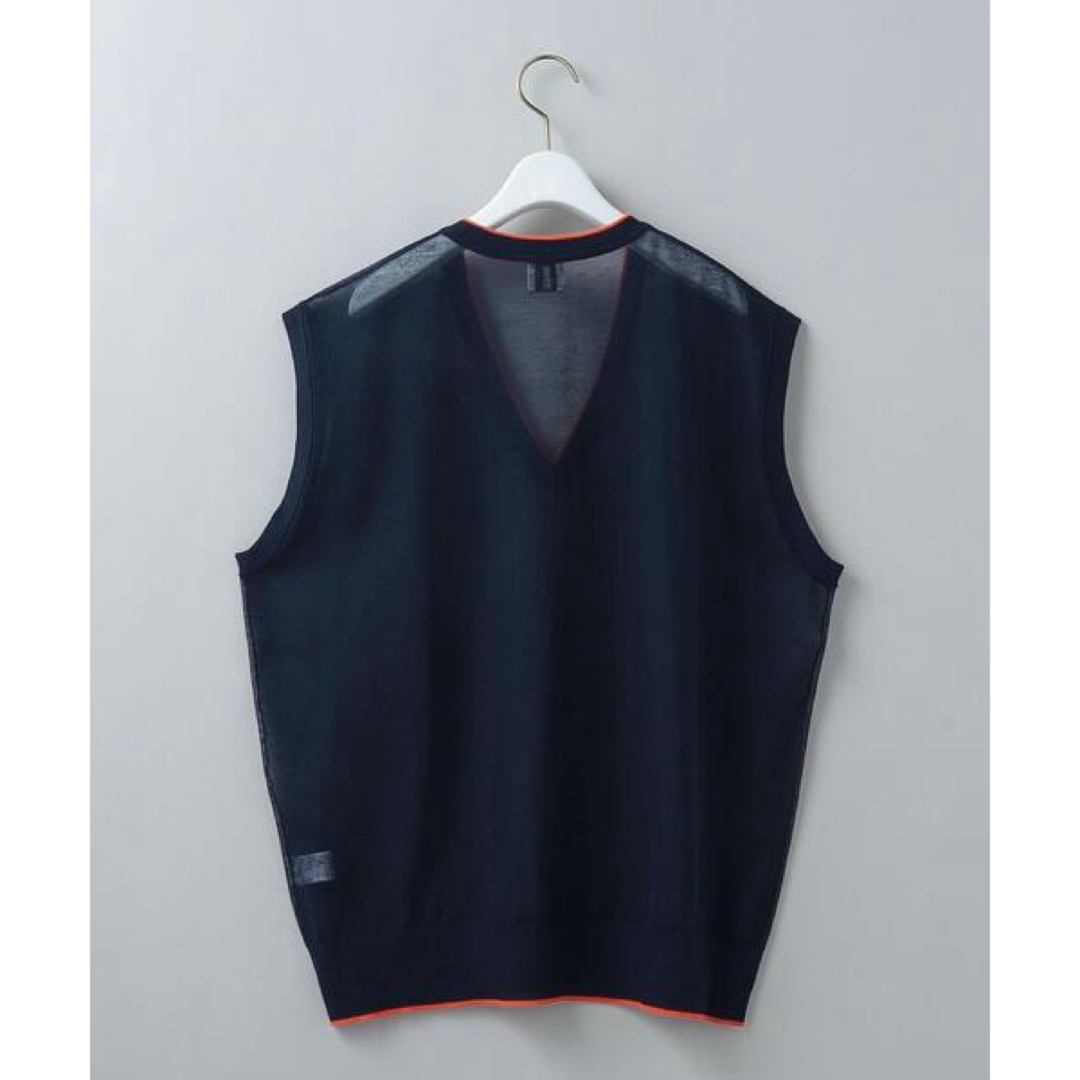 6 (ROKU)(ロク)の特価！〈6（roku）〉LINE COLOR KNIT VEST/ベスト　紺 レディースのトップス(ベスト/ジレ)の商品写真