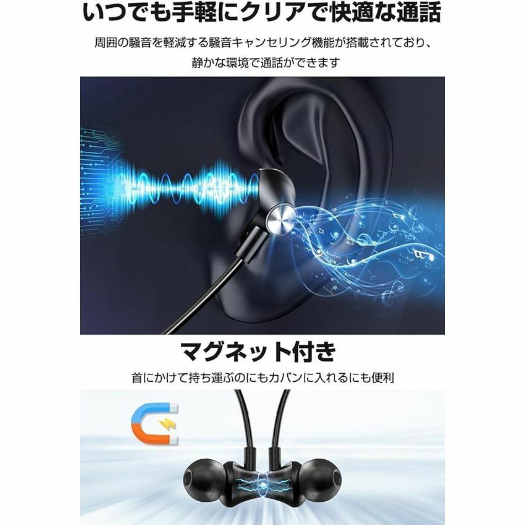 Bluetooth イヤホン スポーツ ワイヤレスイヤホン スマホ/家電/カメラのオーディオ機器(ヘッドフォン/イヤフォン)の商品写真