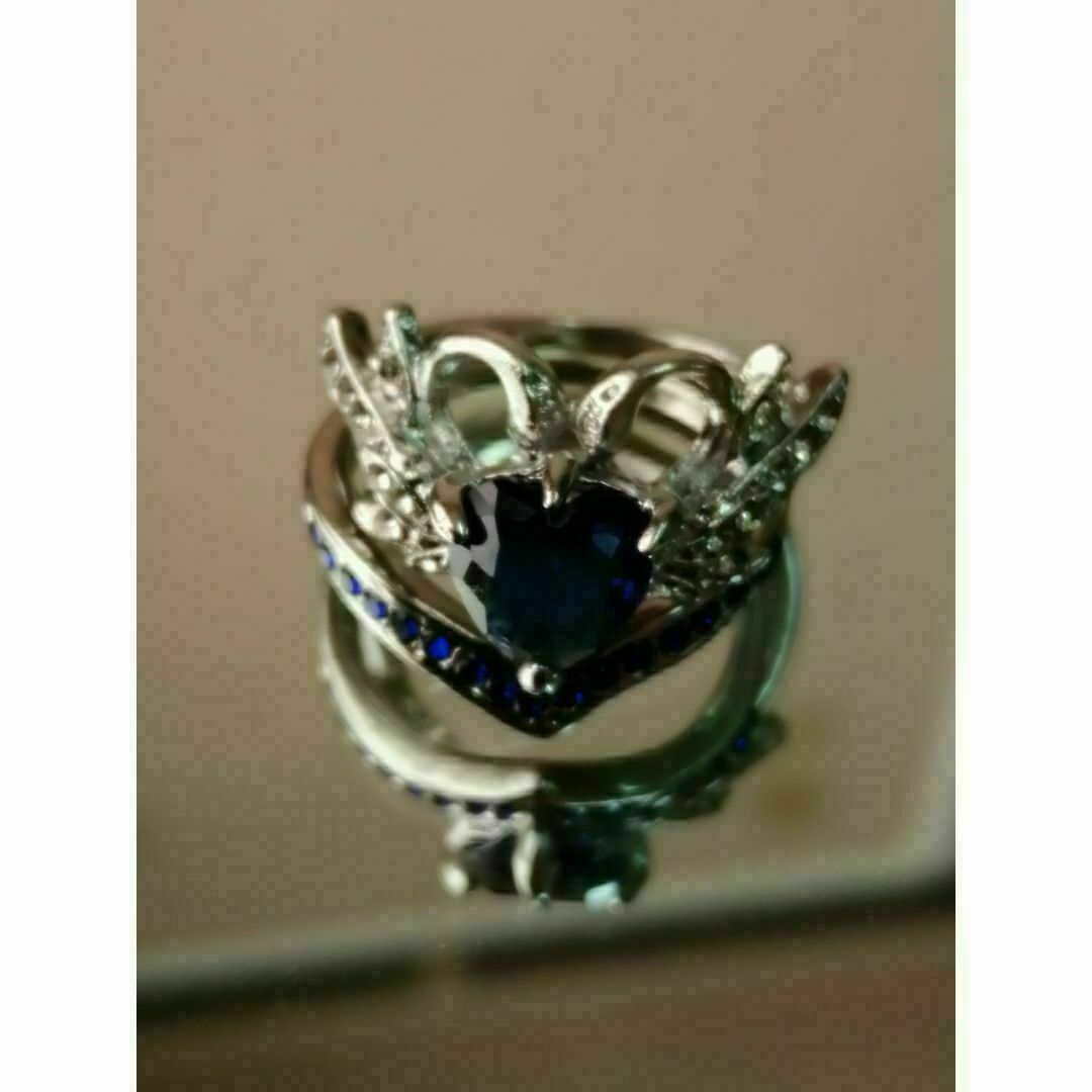 【A173】リング　メンズ　レディース　指輪　ブルー　青　ハート　アクサセリー レディースのアクセサリー(リング(指輪))の商品写真