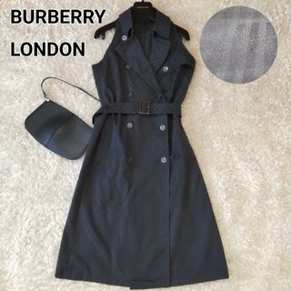 バーバリー(BURBERRY)のバーバリーロンドン ノバチェック ノースリーブ ワンピース ベルト付 ロング38(ロングワンピース/マキシワンピース)