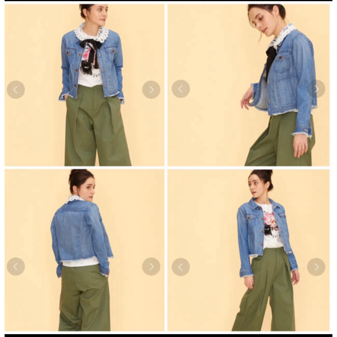 LANVIN デニムジャケット リボン レース襟 サイズ38 LANVIN デニムジャケット リボン レース襟 サイズ38