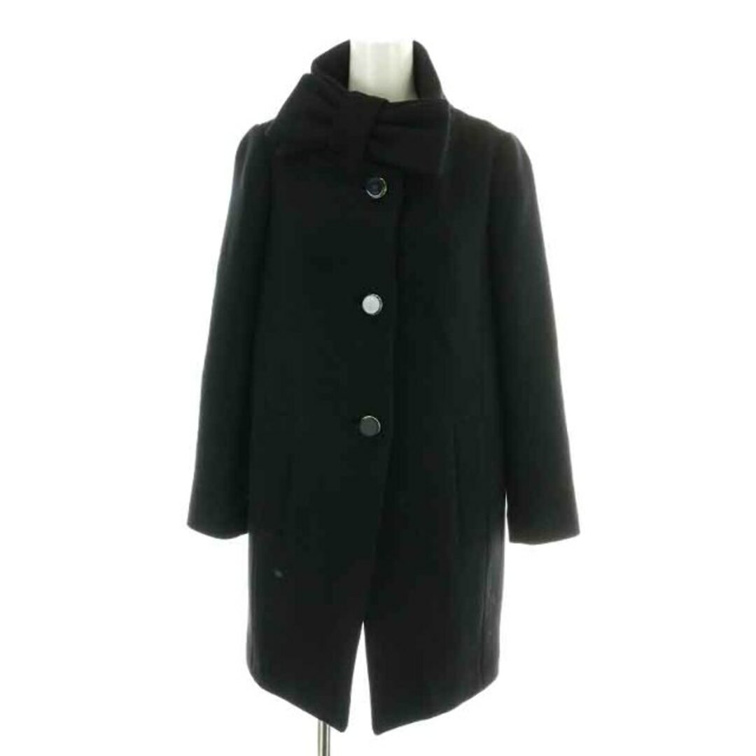 ケイトスペード コート ミドル シングル スタンドカラー リボン 0 XS 黒 レディースのジャケット/アウター(その他)の商品写真