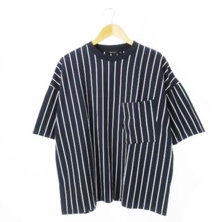 ニコアンド(niko and...)のニコアンド Tシャツ カットソー クルーネック 半袖 ルーズ ストライプ M 紺(Tシャツ/カットソー(半袖/袖なし))