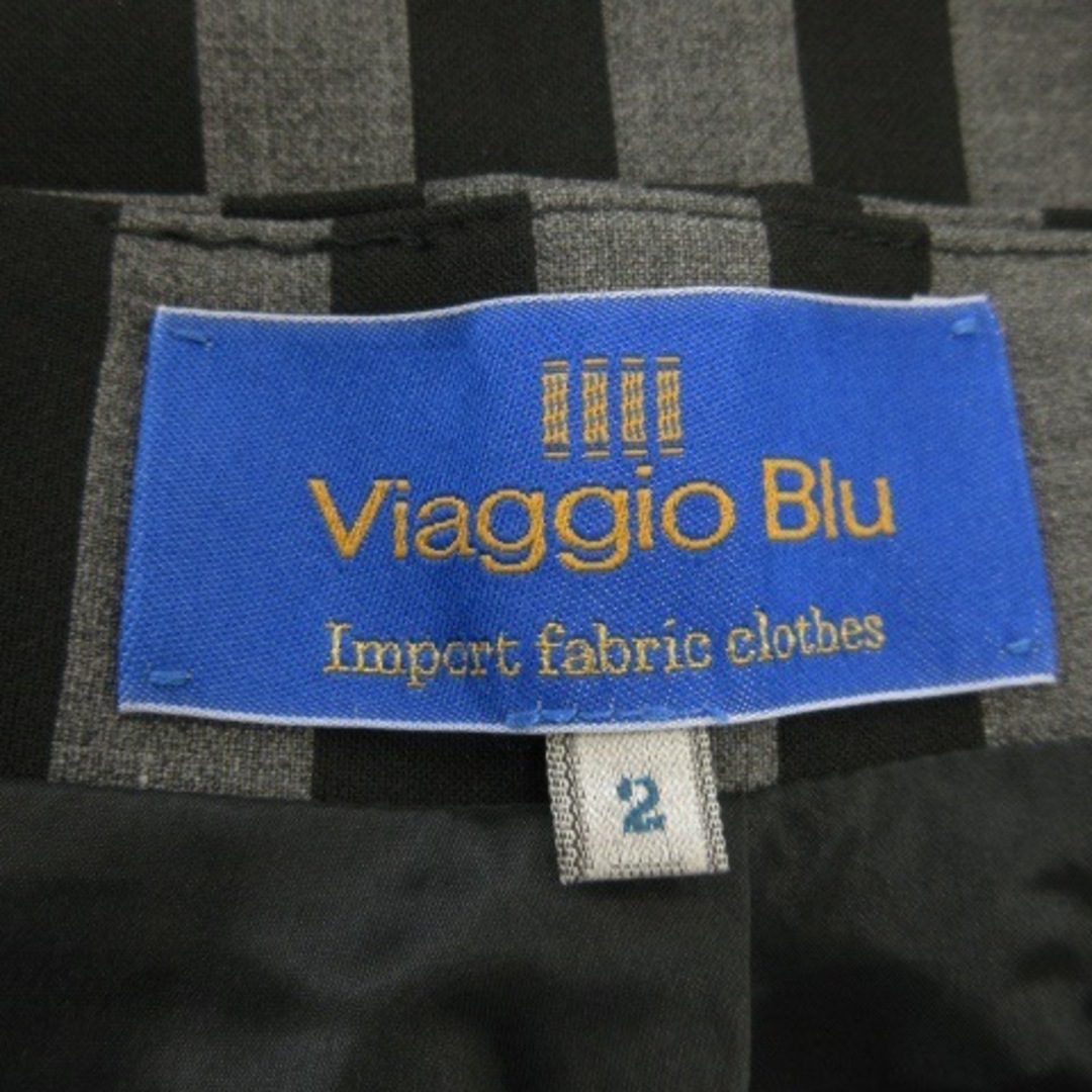 VIAGGIO BLU(ビアッジョブルー)のビアッジョブルー スカート タイト ひざ丈 ハイウエスト ストライプ 2 グレー レディースのスカート(ひざ丈スカート)の商品写真