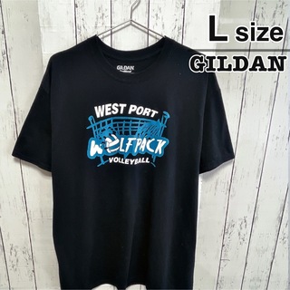 ギルタン(GILDAN)のUSA古着　GILDAN 　Tシャツ　L　ブラック　バレーボール　スクールロゴ(Tシャツ/カットソー(半袖/袖なし))