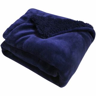 【色: 紺色 ネイビー】毛布 2枚合わせ あったか 冬 マイクロファイバー ブラ(布団)