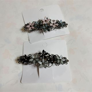 ✨新品✨ 花柄のヘアクリップ 2個セット ヴィンテージラインストーンヘアクリップ(バレッタ/ヘアクリップ)