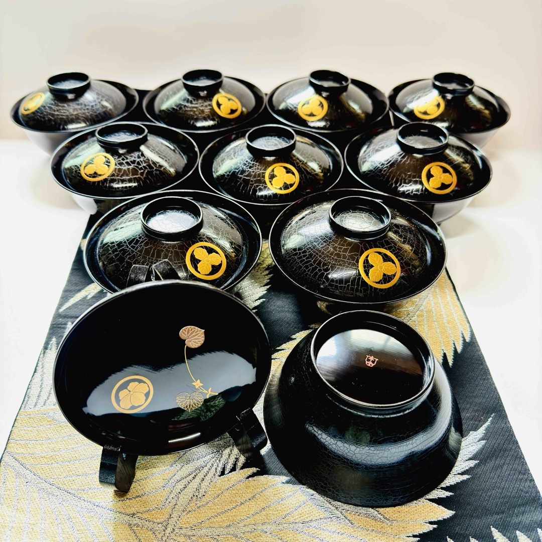 漆器 輪島塗 沈金 蒔絵 木製 皿 10客 時代物 (漆器 輪島塗 木製 漆器 輪島塗 沈金 蒔絵 木製 皿 10客 時代物 (漆器 輪島塗 木製