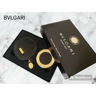 ブルガリ(BVLGARI)のブルガリ　BVLGARI　ミラー　ポーチ　セット　限定品　黒×金　ショップ紙袋(ポーチ)