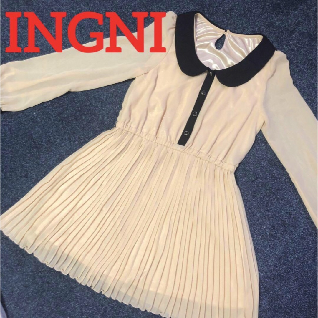 INGNI(イング)のINGNI  イング　シフォンワンピース　プリーツ長袖ワンピース　シアー　透け感 レディースのワンピース(ミニワンピース)の商品写真