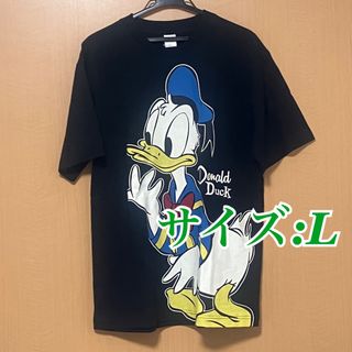 ディズニー(Disney)の【新品タグ付き】 ディズニー　ドナルドダック　tシャツ 半袖　黒　ブラック　L(Tシャツ/カットソー(半袖/袖なし))