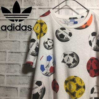 アディダスオリジナルス(adidas Originals)のadidas⭐️00s サッカーボールマルチカラー Tシャツ M ホワイト×青赤(Tシャツ/カットソー(半袖/袖なし))