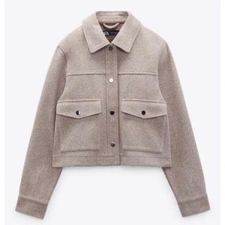 ZARA - 【新品】 ZARA ザラ　ソフト ショート ジャケット　Lサイズ　ベージュ