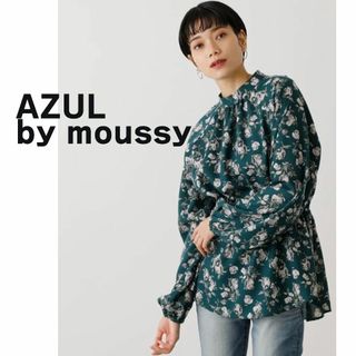 アズールバイマウジー(AZUL by moussy)のAZUL by moussy アズール　マウジー　ブラウス　緑　グリーン　花柄(シャツ/ブラウス(長袖/七分))