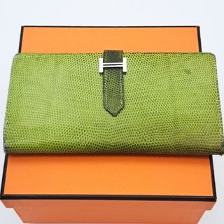 エルメス(Hermes)のHERMES【美品】超希少リザードベアンスフレグリーン(財布)