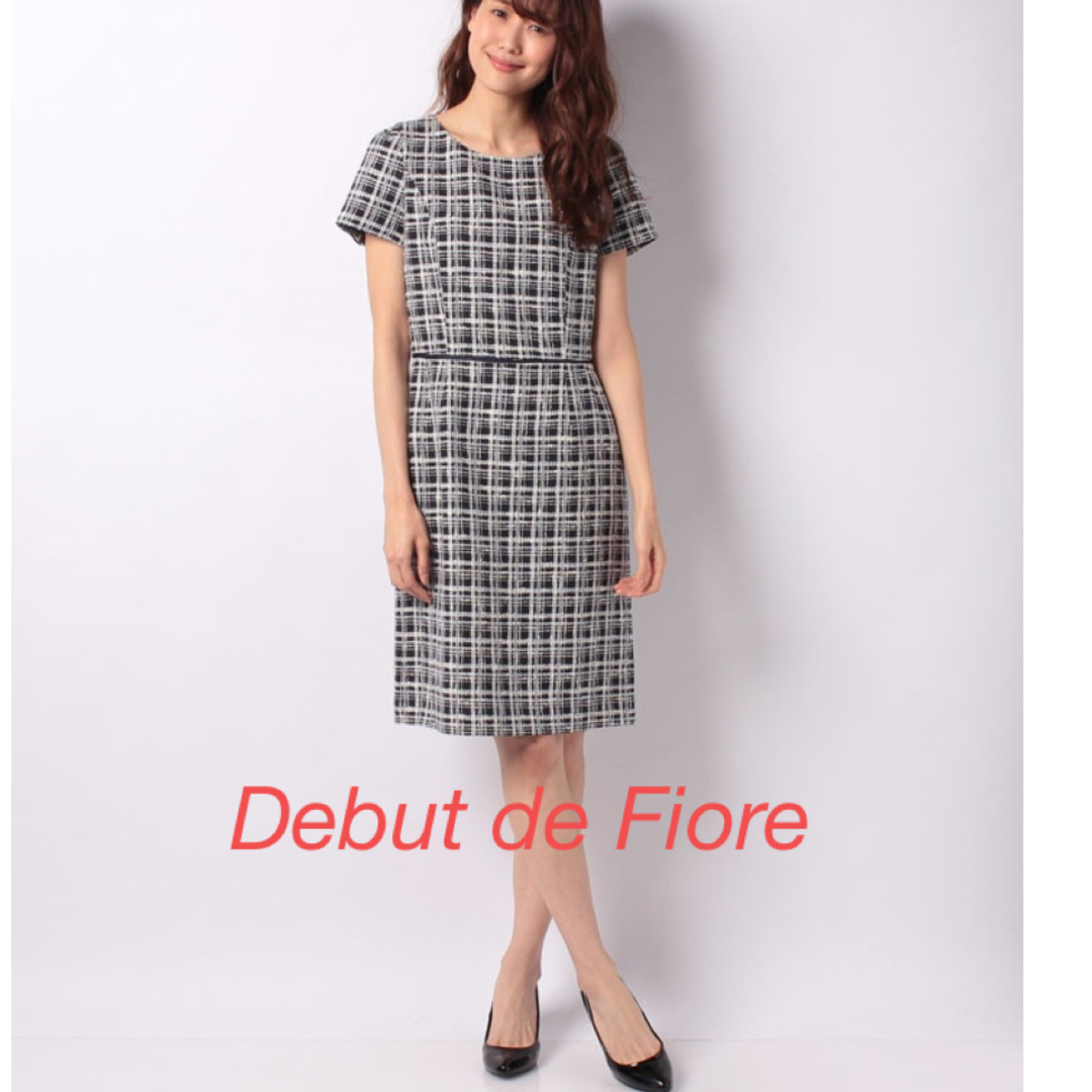 Debut de Fiore(デビュードフィオレ)の【Debut de Fiore】デビュードフィオレ　チェックツイードワンピース レディースのワンピース(ひざ丈ワンピース)の商品写真