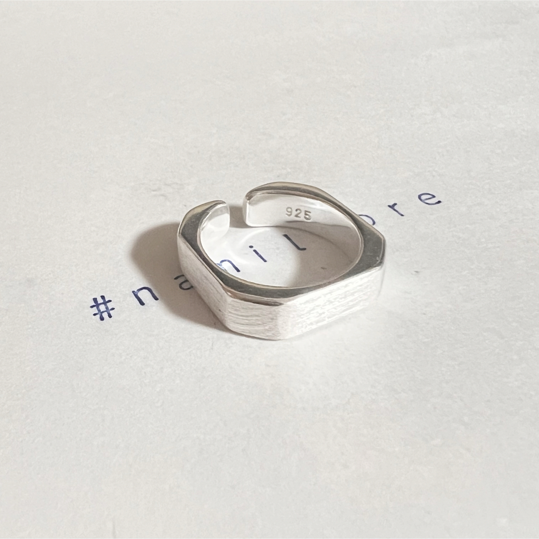シルバーリング 925 八角形 スクエア マット ヘアライン 韓国 指輪① メンズのアクセサリー(リング(指輪))の商品写真