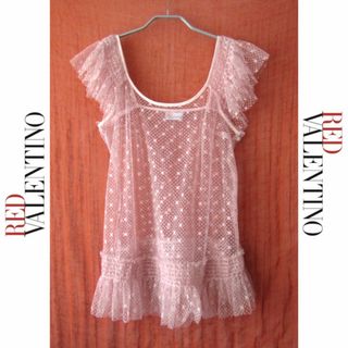 レッドヴァレンティノ(RED VALENTINO)の美品　RED VALENTINO／レッドヴァレンティノ★　レースチュール　ドレス(カットソー(半袖/袖なし))