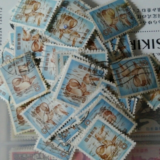 【使用済み切手】5円 おしどり 100枚 ( 1955.9.10 ～ )(使用済み切手/官製はがき)