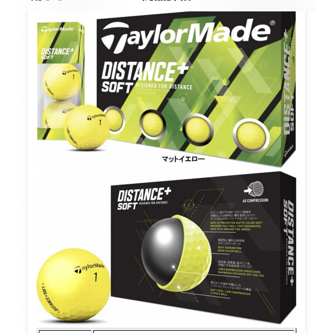 TaylorMade(テーラーメイド)のテーラーメイド TAYLOR MADE Distance+Soft YLW Ma スポーツ/アウトドアのゴルフ(その他)の商品写真