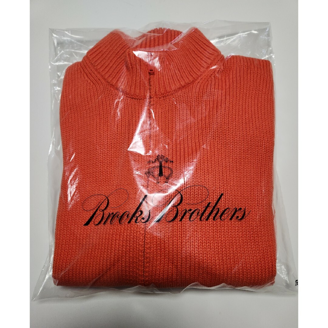 Brooks Brothers(ブルックスブラザース)の【新品未使用品】ブルックスブラザーズ　ローゲージ　ジップセーター　オレンジ　L メンズのトップス(ニット/セーター)の商品写真