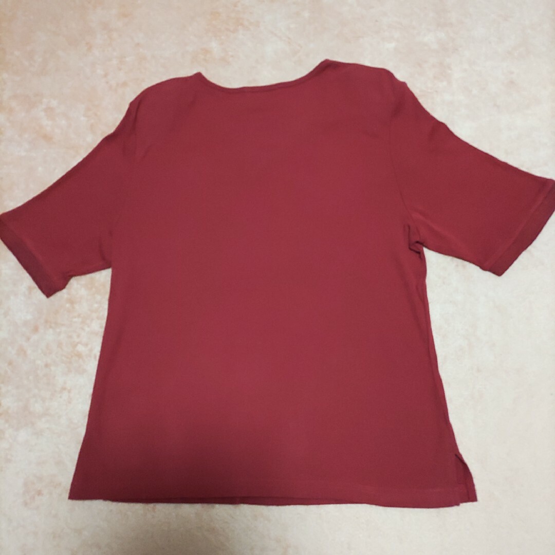 半袖カットソー　赤色Lサイズ レディースのトップス(カットソー(半袖/袖なし))の商品写真