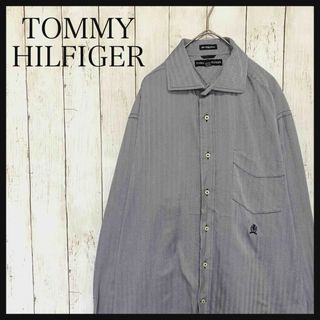 トミーヒルフィガー(TOMMY HILFIGER)のトミーヒルフィガー 長袖シャツワンポイント刺繍ロゴヘリンボーンZ1117(シャツ)