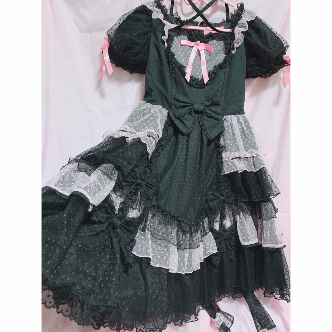 Angelic Pretty(アンジェリックプリティー)のangelicpretty トッピングハートワンピース　黒 レディースのワンピース(ひざ丈ワンピース)の商品写真