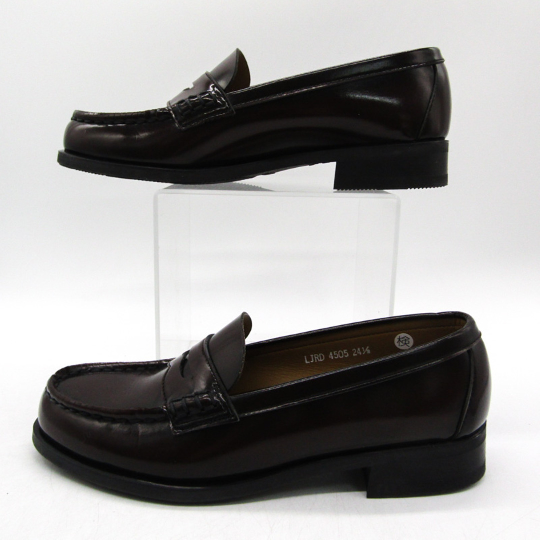 ハルタ ローファー 日本製 プレーン 学生靴 シューズ 靴 黒 レディース 24.5サイズ ダークブラウン HARUTA レディースの靴/シューズ(ローファー/革靴)の商品写真
