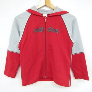 アディダス(adidas)のアディダス ジップアップパーカー フロントロゴ スウェット スエット キッズ 男の子用 130サイズ レッド adidas(Tシャツ/カットソー)