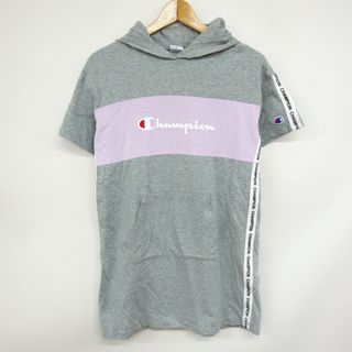 チャンピオン(Champion)のチャンピオン 半袖ワンピース フード付き パーカー キッズ 女の子用 150サイズ グレー Champion(ワンピース)