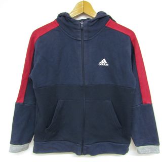 アディダス(adidas)のアディダス ジップアップパーカー ワンポイントロゴ スウェット スエット キッズ 男の子用 150サイズ ネイビー adidas(Tシャツ/カットソー)