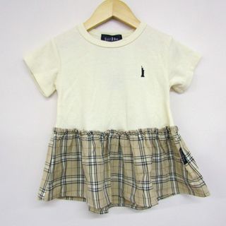 イーストボーイ(EASTBOY)のイーストボーイ 半袖Tシャツ チュニック チェック柄 未使用品 キッズ 女の子用 110サイズ オフホワイト EASTBOY(Tシャツ/カットソー)