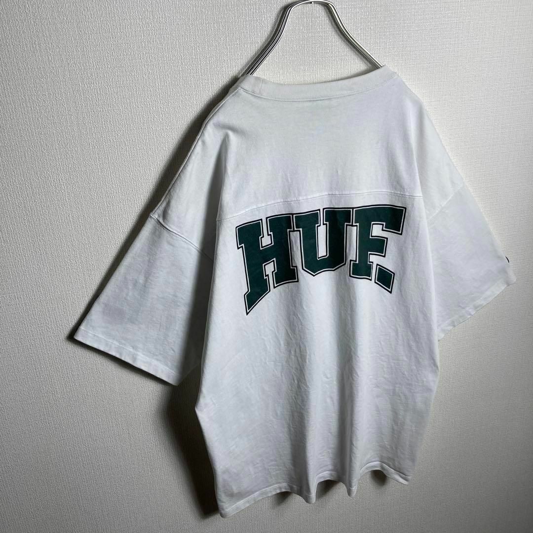 HUF(ハフ)の【平成フラミンゴにこ着用】ハフ　ビッグロゴ入りTシャツ　人気Lサイズ メンズのトップス(Tシャツ/カットソー(半袖/袖なし))の商品写真