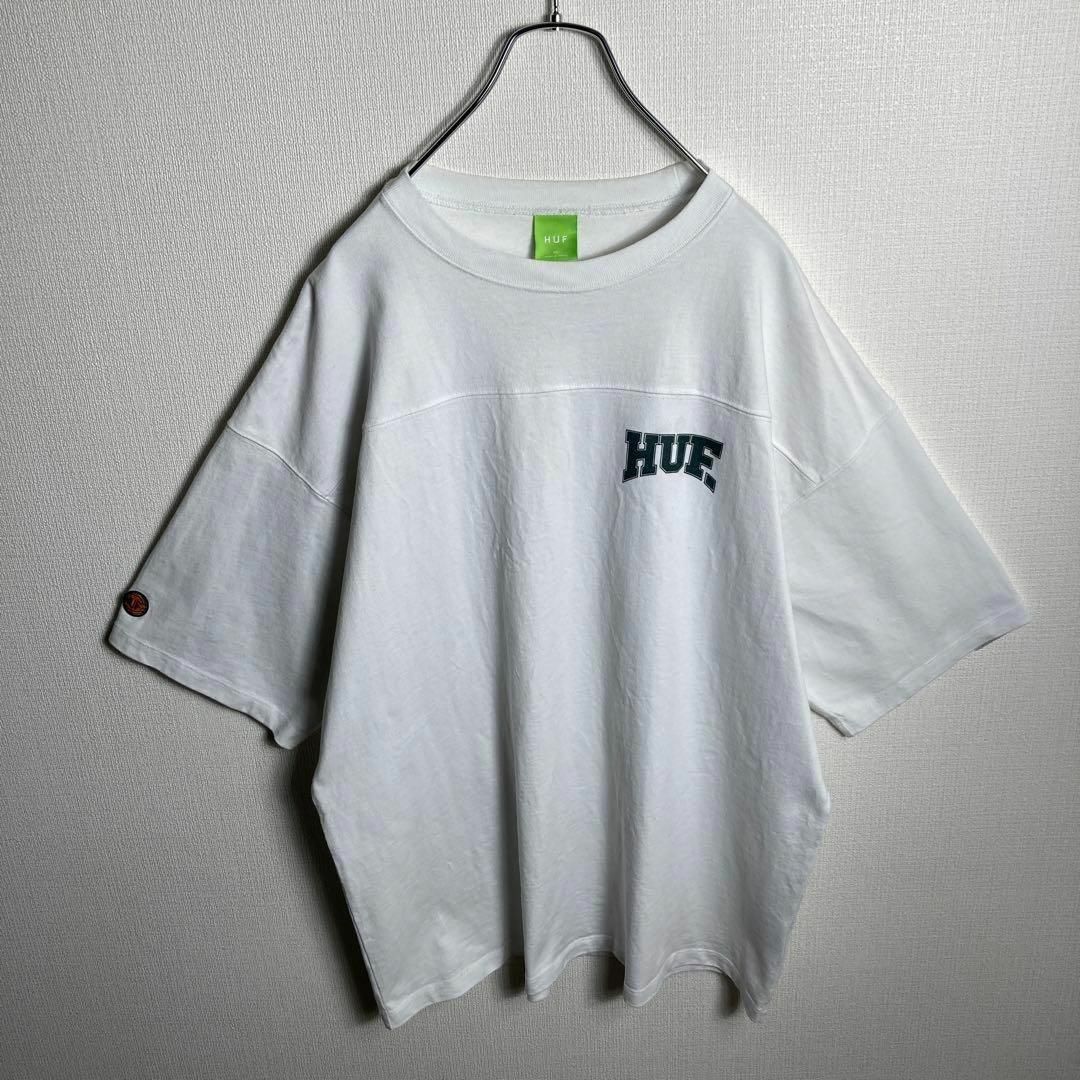 HUF(ハフ)の【平成フラミンゴにこ着用】ハフ　ビッグロゴ入りTシャツ　人気Lサイズ メンズのトップス(Tシャツ/カットソー(半袖/袖なし))の商品写真