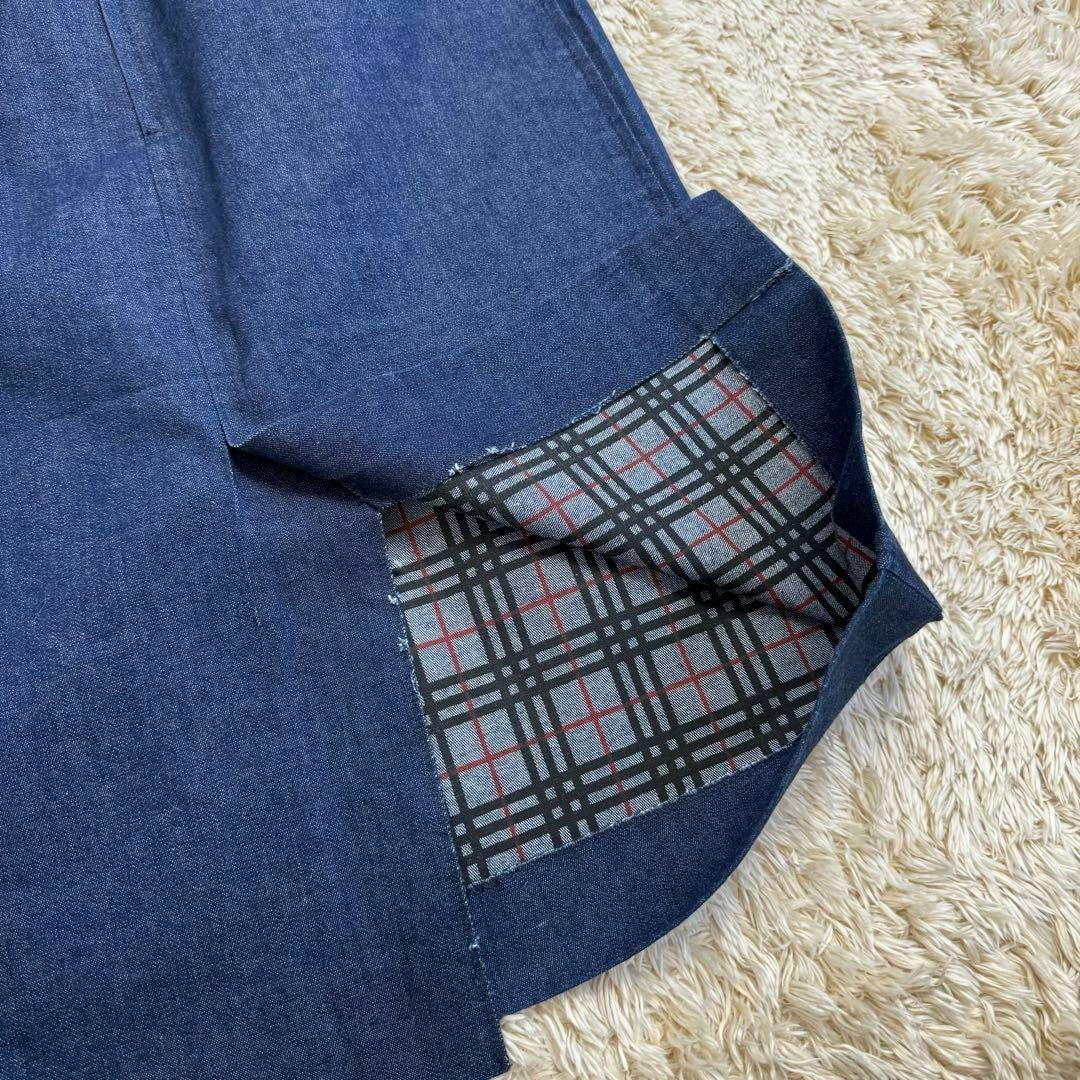 【希少デザイン】　バーバリーロンドン　スカート　デニム　ノバチェック　濃紺　美品 レディースのスカート(ひざ丈スカート)の商品写真