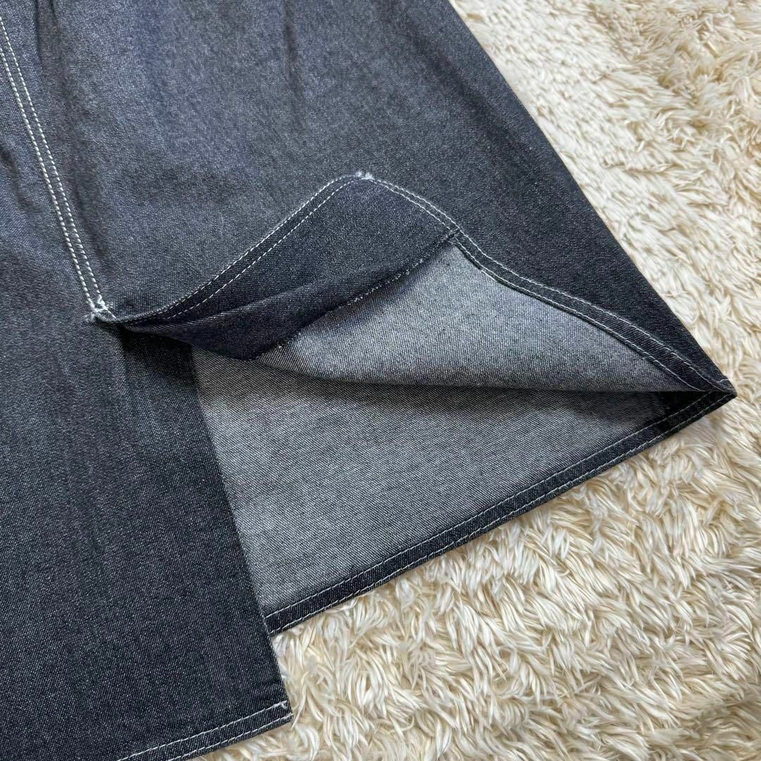 【希少デザイン】　スカート　デニム　ブラック　ストレッチ　ノバチェック　ポケット レディースのスカート(ひざ丈スカート)の商品写真