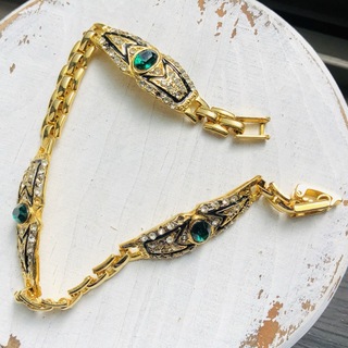 ロキエ(Lochie)のVintage gold enamel G stone bracelet (ブレスレット/バングル)