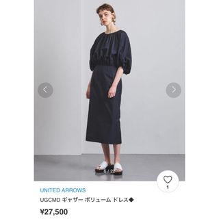 ユナイテッドアローズ(UNITED ARROWS)のユナイテッドアローズ　ギャザーボリュームドレス　ワンピース　黒(ひざ丈ワンピース)