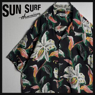 Sun Surf - 【極美品】サンサーフ　アロハシャツ　開襟　半袖シャツ　花柄　希少XLサイズ　黒