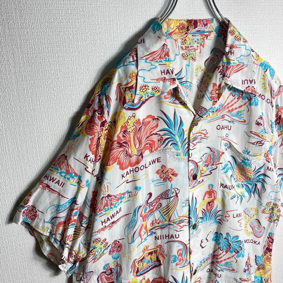 Sun Surf(サンサーフ)の【美品】サンサーフ　アロハシャツ　開襟　半袖シャツ　XL　ハワイ　サーフィン メンズのトップス(シャツ)の商品写真