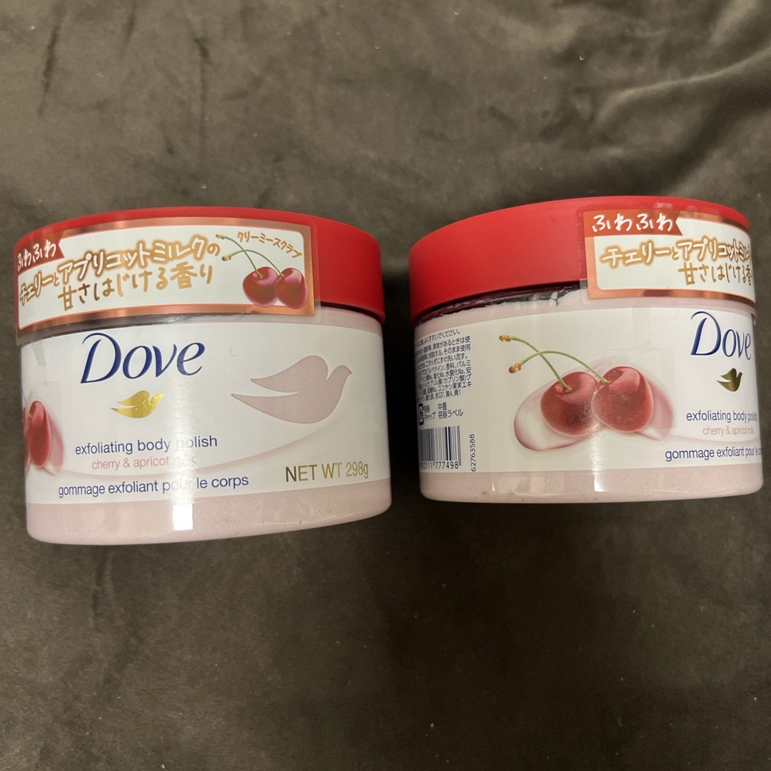 Dove（Unilever）(ダヴ)のダヴ ボディスクラブ チェリー＆アプリコットミルク 角質ケア(298g)×2 コスメ/美容のボディケア(ボディスクラブ)の商品写真