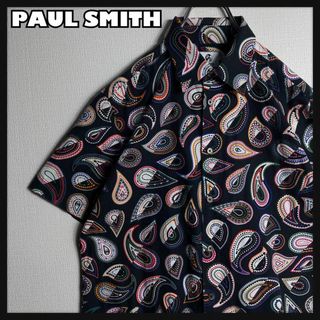 ポールスミス(Paul Smith)の【美品】ポールスミス　半袖シャツ　ペイズリー柄　人気Lサイズ　黒　入手困難(シャツ)