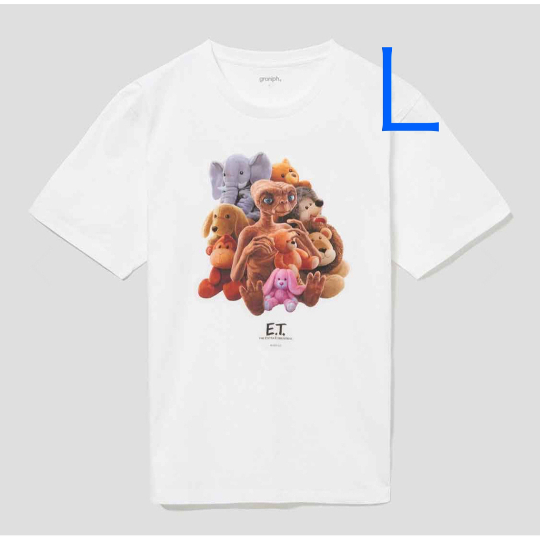 Design Tshirts Store graniph(グラニフ)のグラニフ　ぬいぐるみ　E.T. Tシャツ　Lサイズ　ET メンズのトップス(Tシャツ/カットソー(半袖/袖なし))の商品写真