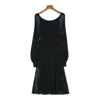 ブルマリン(Blumarine)のBlumarine ブルマリン ワンピース 38(S位) 黒x青(ラメ) 【古着】【中古】(ひざ丈ワンピース)