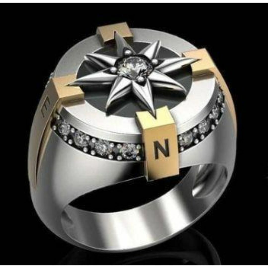 【R124】リング メンズ シルバー アクセサリー コンパス 指輪 20号 メンズのアクセサリー(リング(指輪))の商品写真