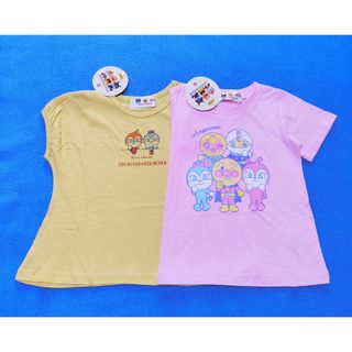 アンパンマン(アンパンマン)の新品　90cm　アンパンマン　女の子半袖Ｔシャツ2枚セット　5ピンク×くすみY(Tシャツ/カットソー)