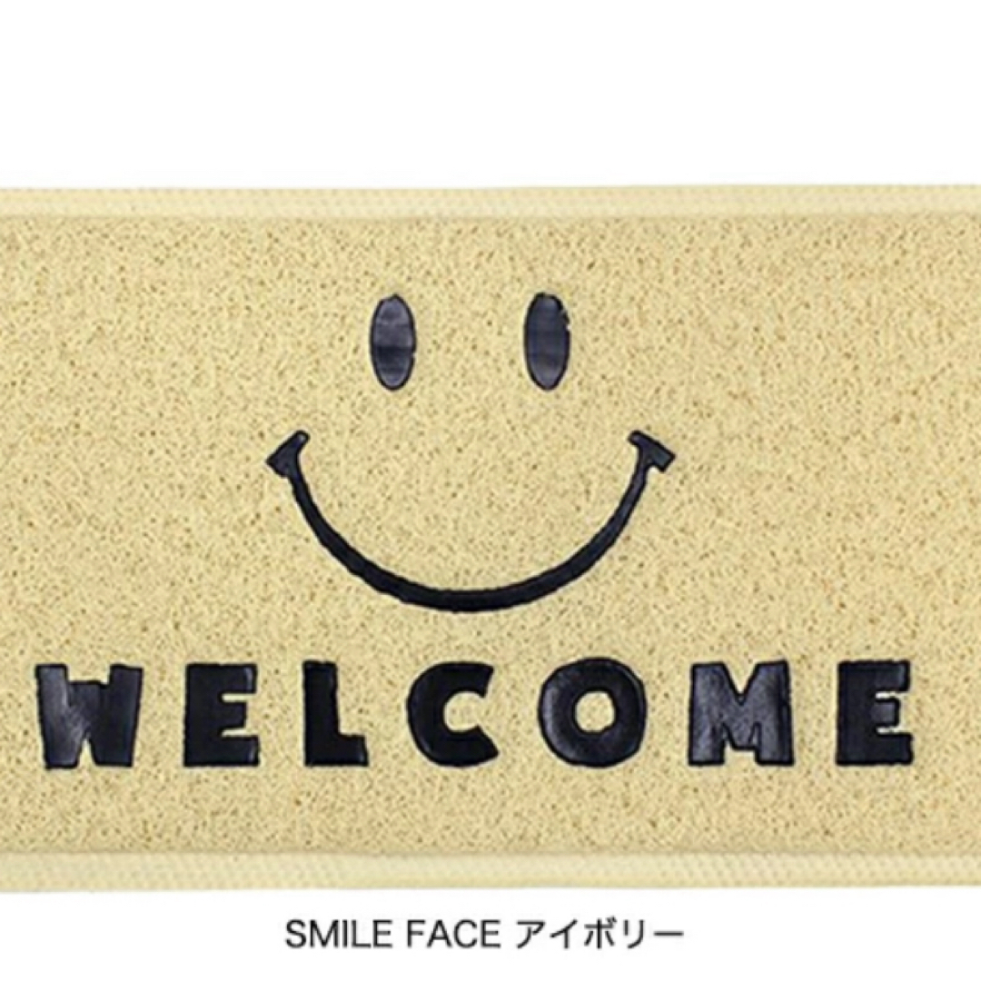 Smile WelcomeマットSMILE FACE アイボリー玄関マット インテリア/住まい/日用品のラグ/カーペット/マット(玄関マット)の商品写真